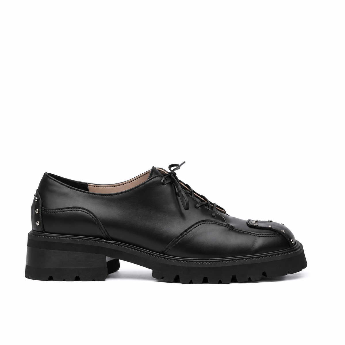 "Espresso Oxfords, black leather"