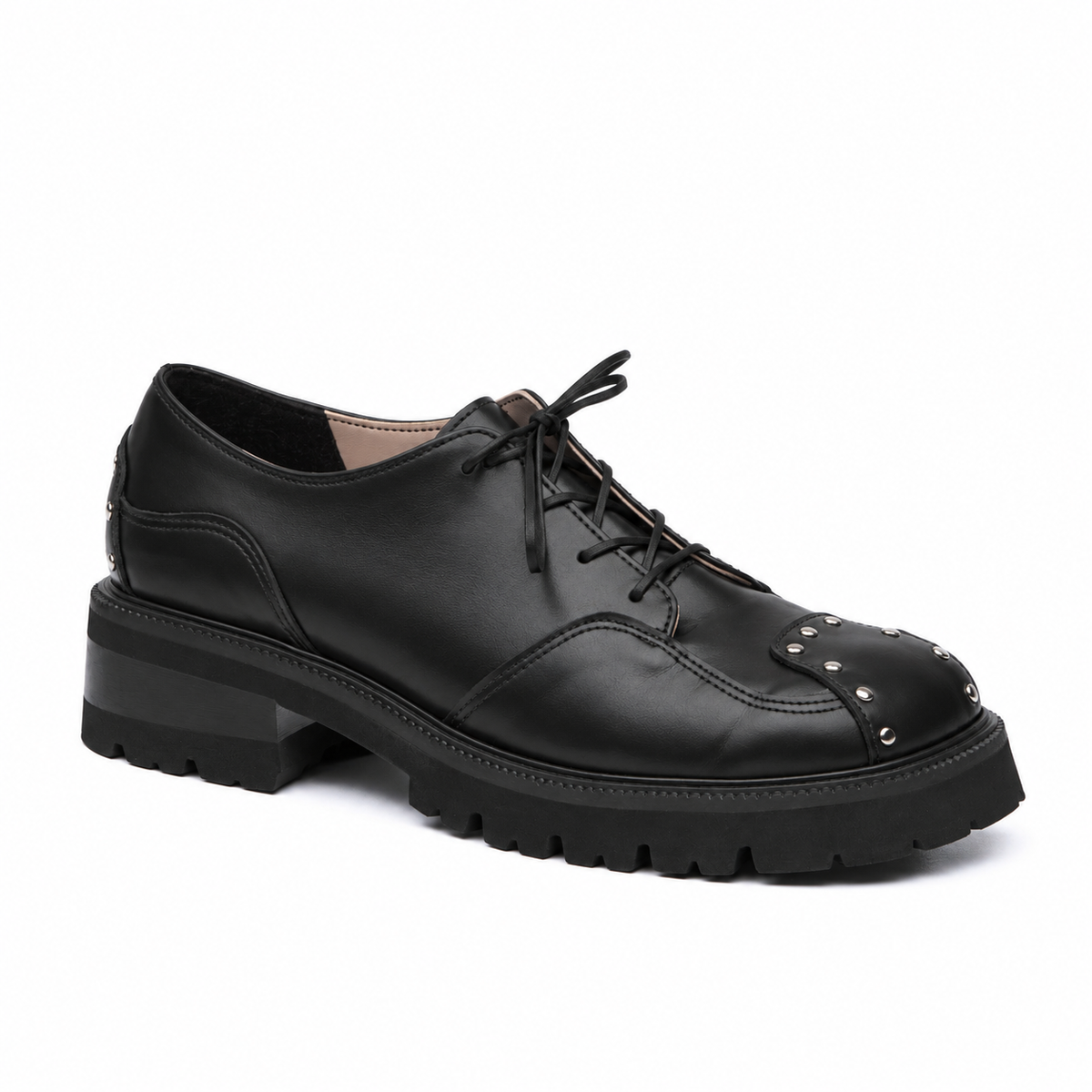 "Espresso Oxfords, black leather"
