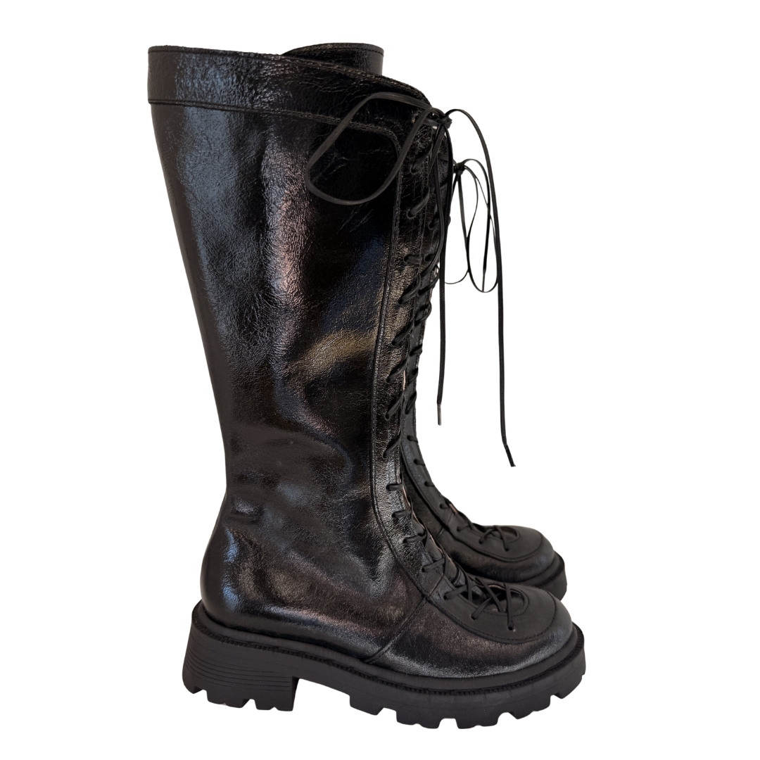 "Americano Boots" sandėlyje, juodas lakas