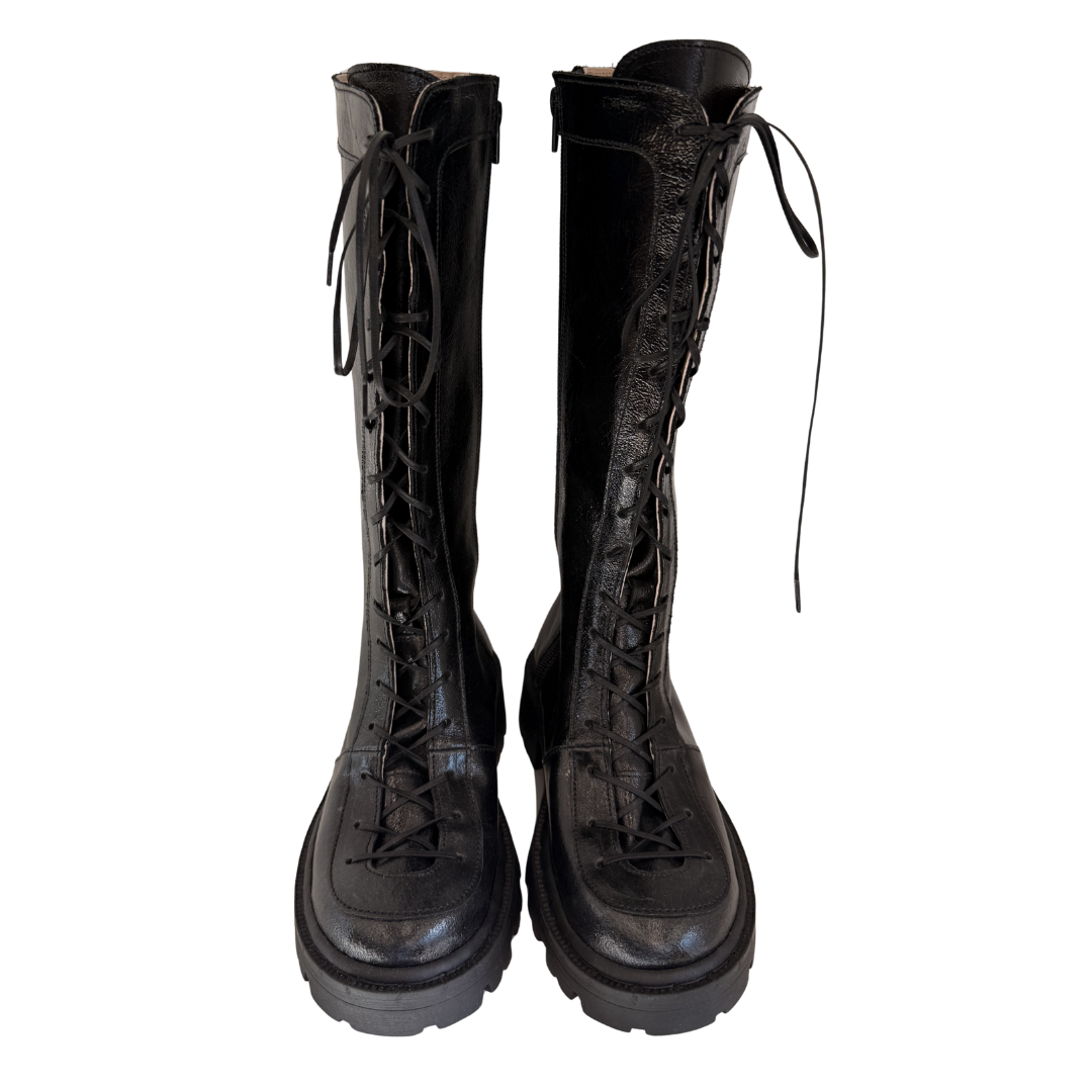 "Americano Boots" sandėlyje, juodas lakas