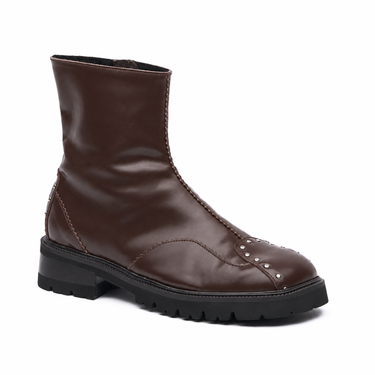 "Latte boots, brown leather"