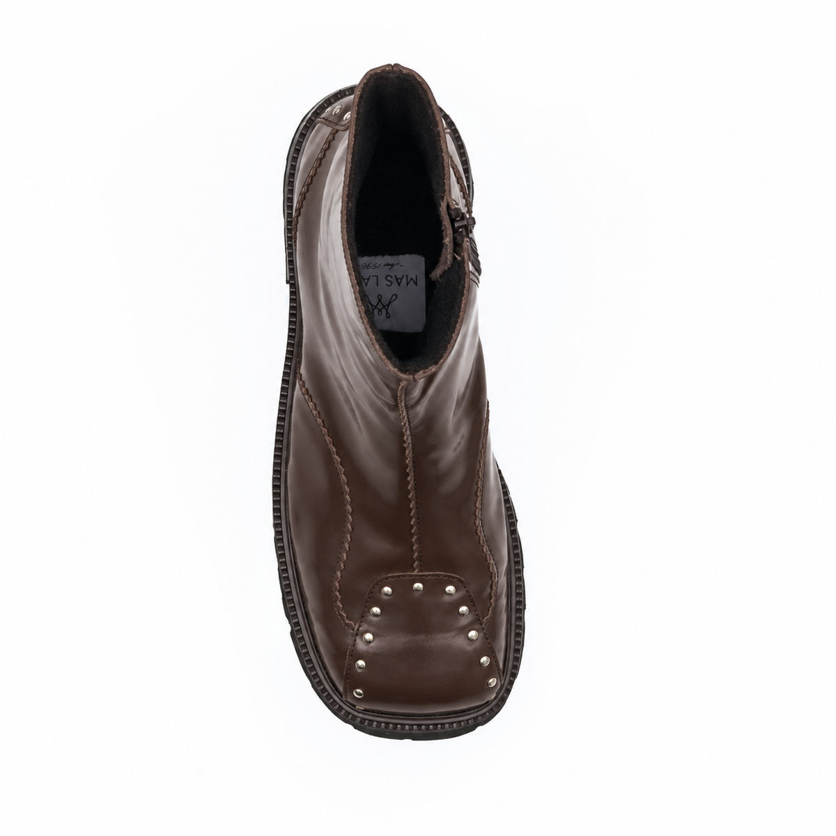"Latte boots, brown leather"